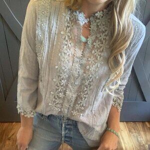 Beautiful Lacy Boho Cottagecore Blouse M